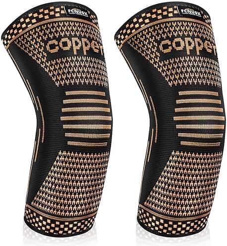 FCNUSX Copper Elbow Brace Compression Sleeves for Pain Relief Men & Women, Arm Support Forearm Pads Braces for Tendonitis, Tennis, Golfers, Arthritis, Weightlifting (Medium, Black) - Image 1