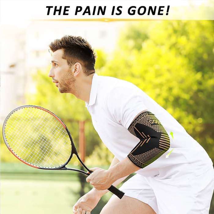 FCNUSX Copper Elbow Brace Compression Sleeves for Pain Relief Men & Women, Arm Support Forearm Pads Braces for Tendonitis, Tennis, Golfers, Arthritis, Weightlifting (Medium, Black) - Image 5