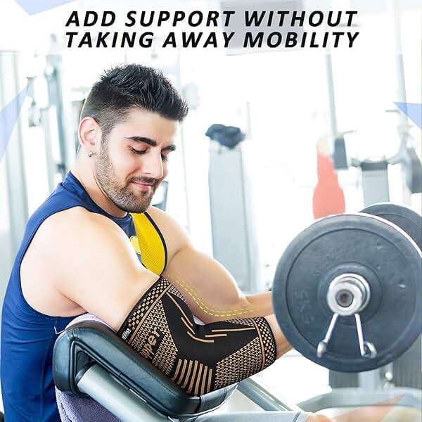 FCNUSX Copper Elbow Brace Compression Sleeves for Pain Relief Men & Women, Arm Support Forearm Pads Braces for Tendonitis, Tennis, Golfers, Arthritis, Weightlifting (Medium, Black) - Image 6