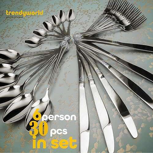Silverware Set Limited Edition – 30 Piece Family Dinnerware Set – Flatware Set for 6 – Silver Tableware Set – Spoons, Knives, Teaspoons, Forks, Salad Forks - Image 3