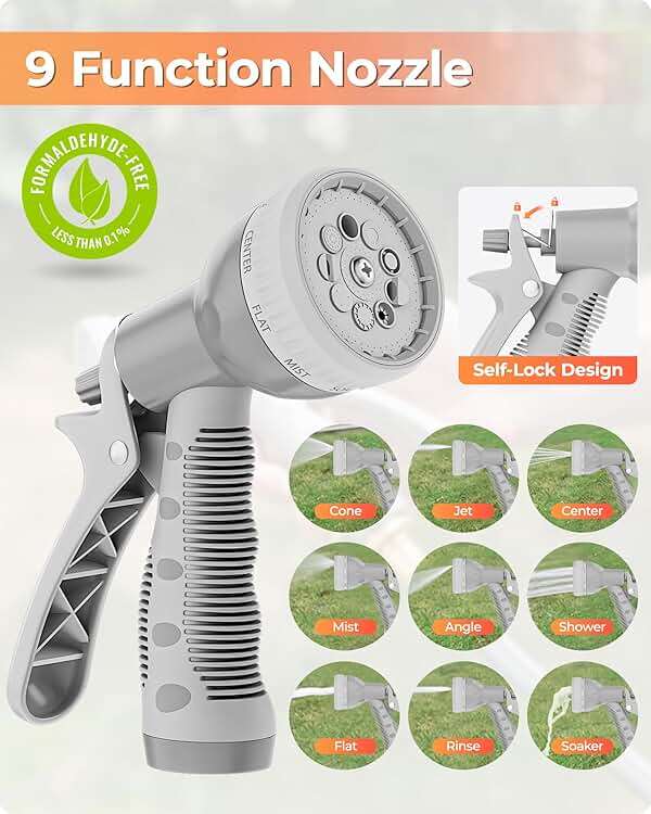 Ayleid Retractable Garden Hose Reel,5/8 in x 100 FT Wall Mounted Hose Reel, with 9- Function Sprayer Nozzle, Any Length Lock/Slow Return System/Wall Mounted/180°Swivel Bracket (Gray) - Image 6