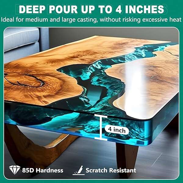 Teexpert Deep Pour Epoxy Resin, 1.5 Gallon Epoxy Resin Kit for 2-4" Pour Depths, Crystal Clear & High Gloss, Bubble-Free Casting Resin for River Tables, Flower Preservation and Mold Crafts - 2:1 Mix - Image 3