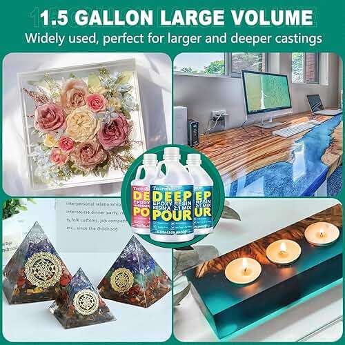 Teexpert Deep Pour Epoxy Resin, 1.5 Gallon Epoxy Resin Kit for 2-4" Pour Depths, Crystal Clear & High Gloss, Bubble-Free Casting Resin for River Tables, Flower Preservation and Mold Crafts - 2:1 Mix - Image 5