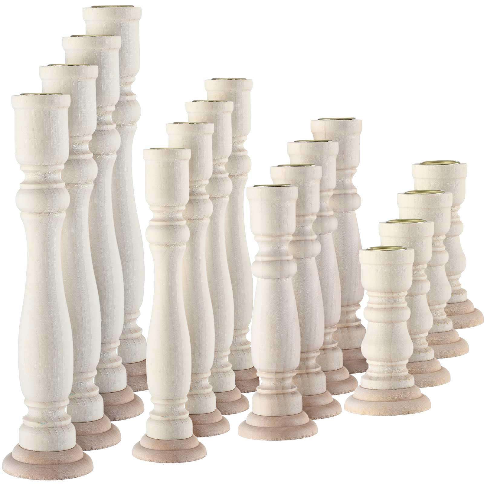 Tanlade 16 Pcs Wooden Candle Holders Set for Pillar Candles Farmhouse Unfinished Wood Candlesticks Holder Rustic Candlestick Holder Stand for Fireplace Dining Table Centerpiece - Image 1