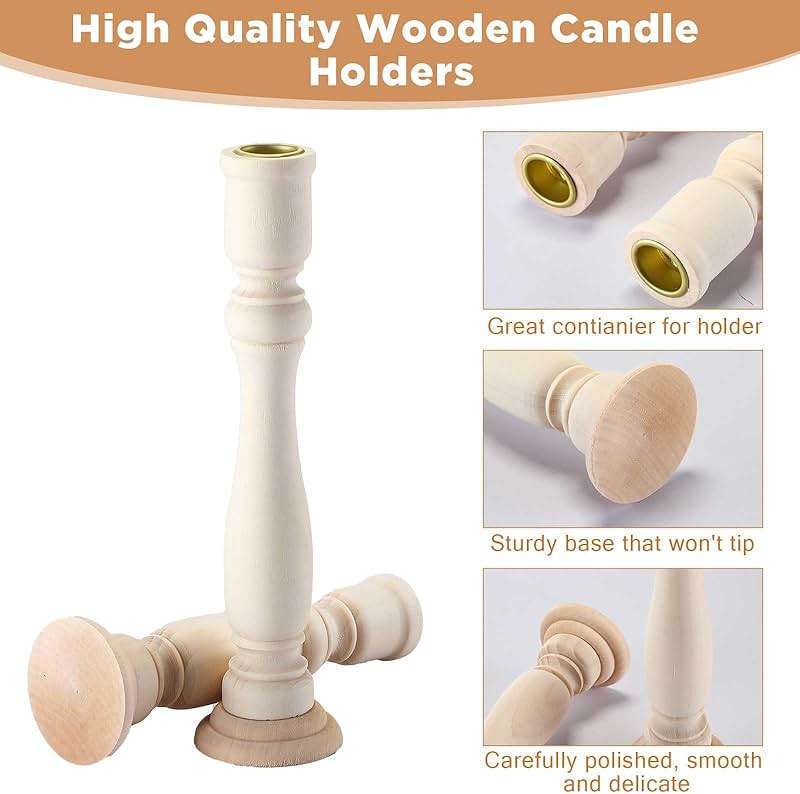 Tanlade 16 Pcs Wooden Candle Holders Set for Pillar Candles Farmhouse Unfinished Wood Candlesticks Holder Rustic Candlestick Holder Stand for Fireplace Dining Table Centerpiece - Image 4