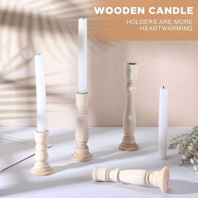 Tanlade 16 Pcs Wooden Candle Holders Set for Pillar Candles Farmhouse Unfinished Wood Candlesticks Holder Rustic Candlestick Holder Stand for Fireplace Dining Table Centerpiece - Image 5