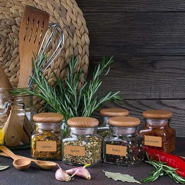Honbay 168PCS Cork Label Stickers Removable Name Tags Sticker Wooden Self Adhesive Labels for Containers Jars Bottles or Kitchen Home Organization (2 Size) - Image 2