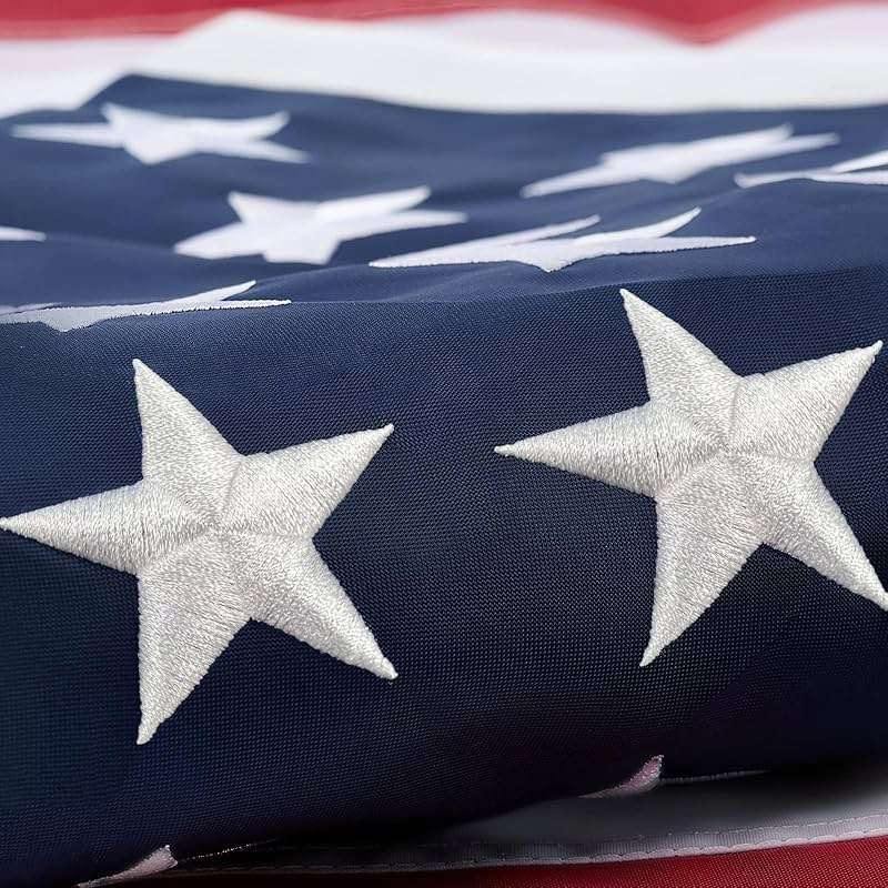 ROTERDON American Flags for Outside 15x25 FT, Embroidered Heavy Duty Large USA Flags for Outdoor High Wind, All Weather US Flag with 5 Brass Grommets and Sewn Stripes - Image 1
