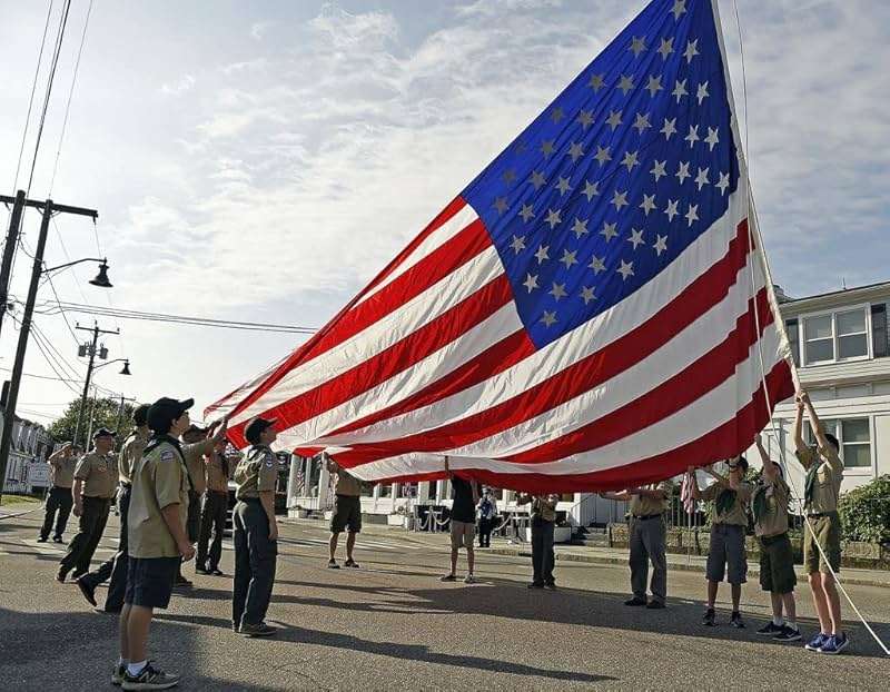 ROTERDON American Flags for Outside 15x25 FT, Embroidered Heavy Duty Large USA Flags for Outdoor High Wind, All Weather US Flag with 5 Brass Grommets and Sewn Stripes - Image 2