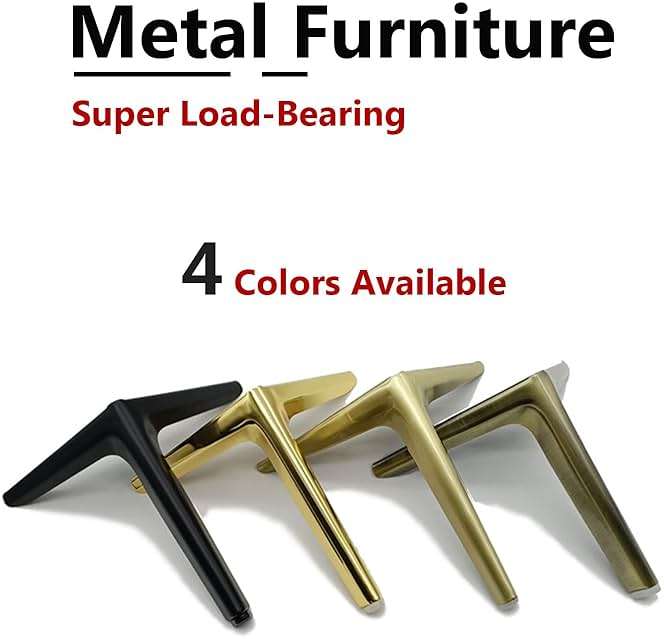Smaxcn 6 inch/15cm Brushed Gold Metal Furniture Legs Set of 4, Modern Style Furniture Legs, DIY Replacement for TV Stand, Sofa, Chair, Cabinet Cupboard - Image 7