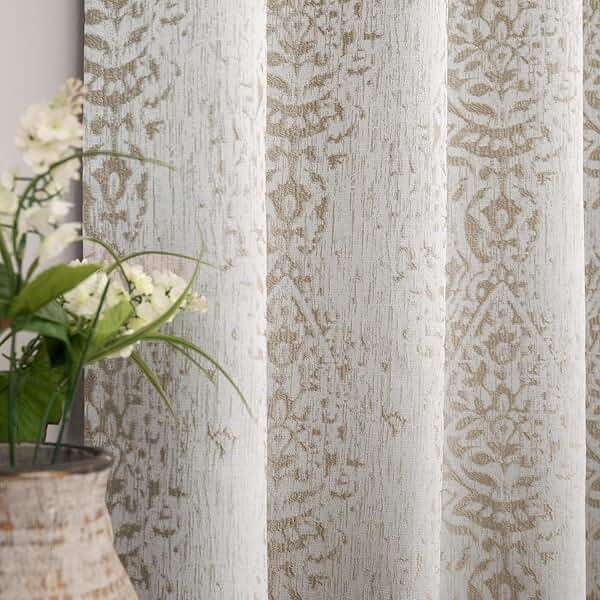 Taupe Geometric Curtains 84 Inches Long for Living Room 2 Panels 50% Blackout Window Design Moroccan Damask Patterned Neutral Contemporary Curtains for Dining Room Bedroom,Grey Tan Beige/Light Brown - Image 1