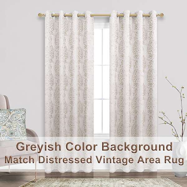 Taupe Geometric Curtains 84 Inches Long for Living Room 2 Panels 50% Blackout Window Design Moroccan Damask Patterned Neutral Contemporary Curtains for Dining Room Bedroom,Grey Tan Beige/Light Brown - Image 5