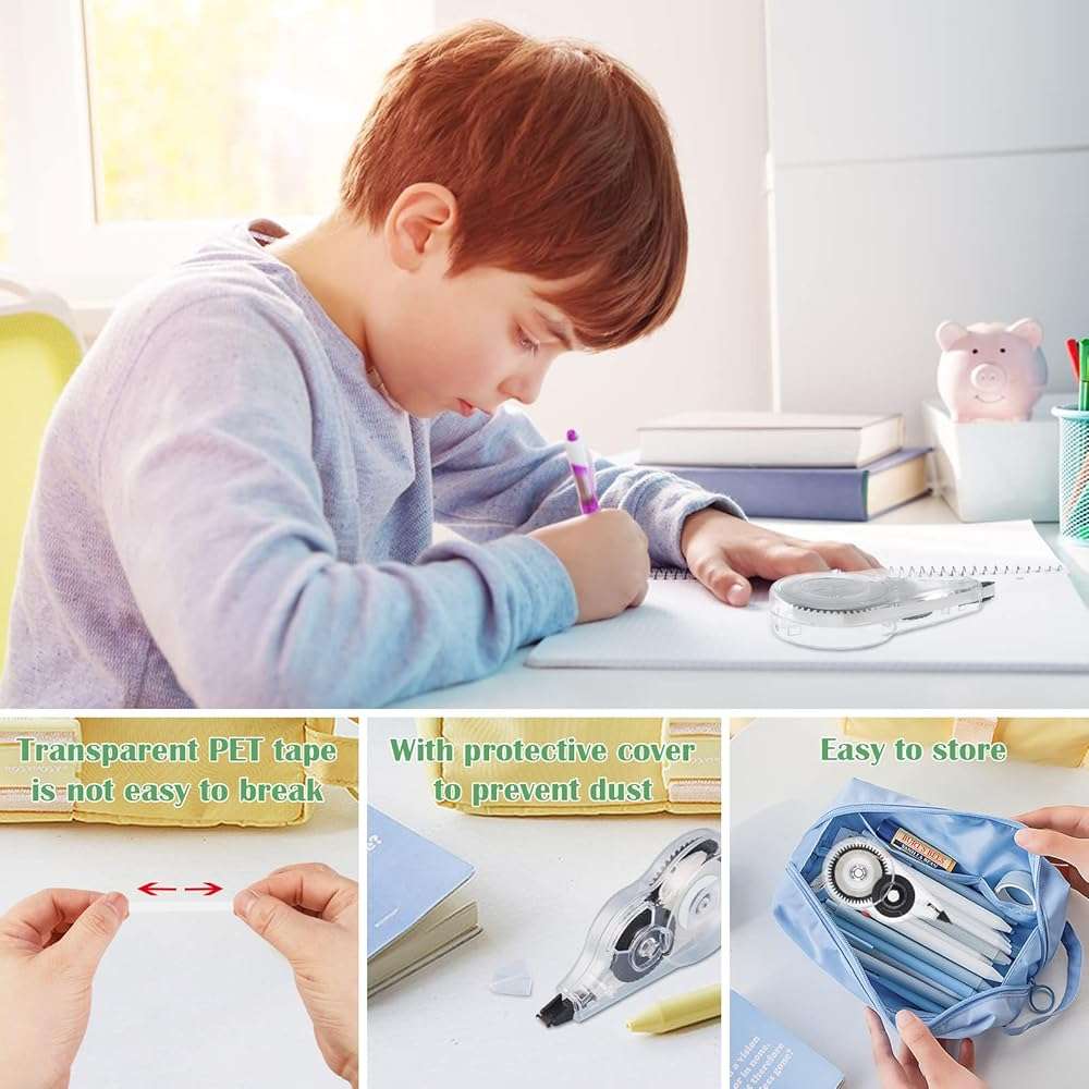 Auroray 36 Count Correction Tape with Protective Cap, 1/5 X 472 Inch Correction Tape Roller Easy to Use Applicator for Instant Corrections School Office Supplies - Image 5