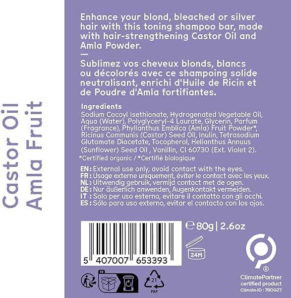 Arista Purple Shampoo Bar, Amla Fruit Powder, Purple Toner & Castor Oil, Moisturizing & Plastic Free Hair Soap, Sulfate Free Solid Shampoo Puck for Grey Hair - Image 10