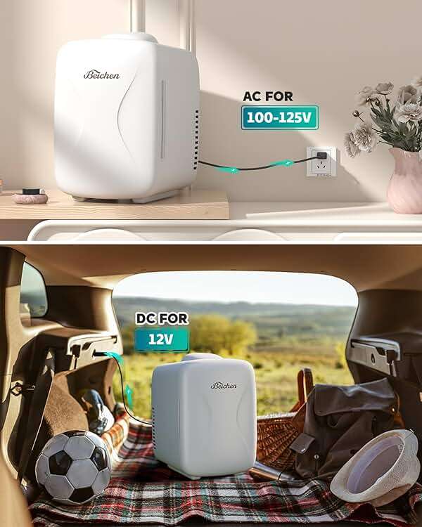 BEICHEN Mini Fridge [Upgrade], Small Fridge Rapid Cooling 4 Liter/6 Cans Skincare Fridge, Cooler and Warmer Refrigerators for Bedroom, Cosmetics, Office and Car (White) - Image 6