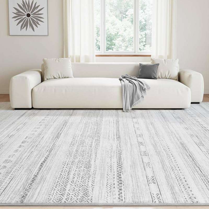 5x7 Area Rugs for Living Room Machine Washable Rug Distressed Indoor Carpet Neutral Moroccan Boho Rug Ultra Soft Area Rug for Bedroom Dining Room Playroom Office, Grey - Image 3