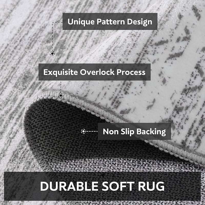5x7 Area Rugs for Living Room Machine Washable Rug Distressed Indoor Carpet Neutral Moroccan Boho Rug Ultra Soft Area Rug for Bedroom Dining Room Playroom Office, Grey - Image 5
