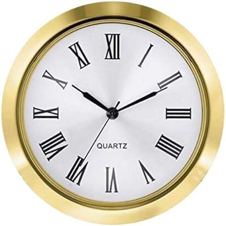 Eforcase Round Clock Insert 2.2 inch / 55mm Quartz Movement | Roman Number,Gold Trim,Round, Metal Case, Quartz Clock Insert for Craft - Image 1
