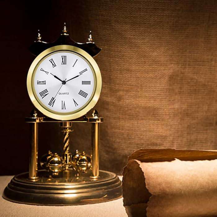 Eforcase Round Clock Insert 2.2 inch / 55mm Quartz Movement | Roman Number,Gold Trim,Round, Metal Case, Quartz Clock Insert for Craft - Image 2