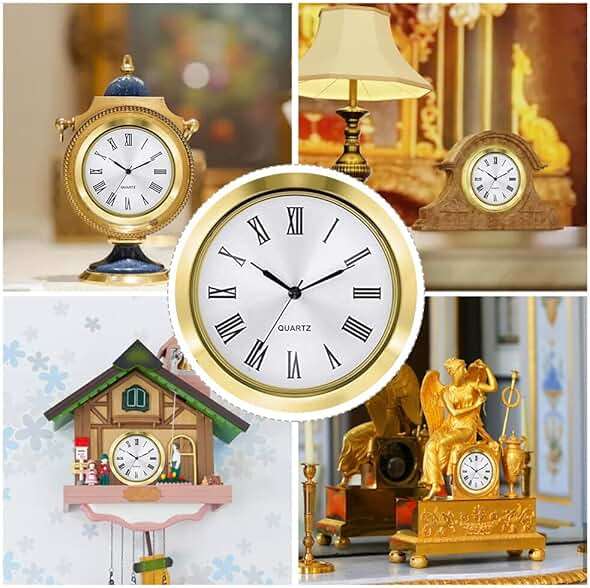 Eforcase Round Clock Insert 2.2 inch / 55mm Quartz Movement | Roman Number,Gold Trim,Round, Metal Case, Quartz Clock Insert for Craft - Image 5