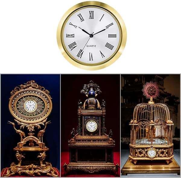 Eforcase Round Clock Insert 2.2 inch / 55mm Quartz Movement | Roman Number,Gold Trim,Round, Metal Case, Quartz Clock Insert for Craft - Image 6