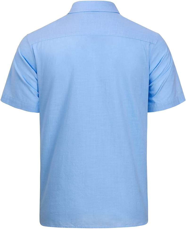 J.VER Men's Linen Short Sleeve Shirts Cotton Casual Lightweight Button Down Shirt Beach Vacation Summer Tops with Pocket - Image 4