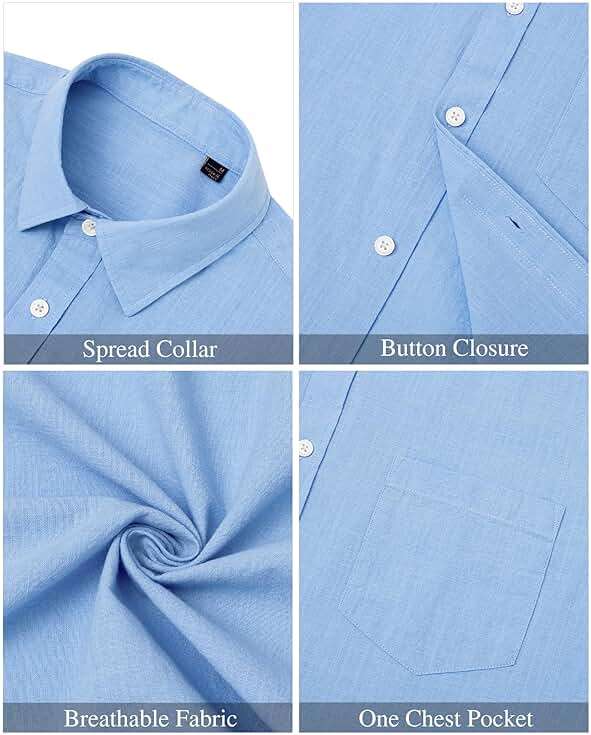 J.VER Men's Linen Short Sleeve Shirts Cotton Casual Lightweight Button Down Shirt Beach Vacation Summer Tops with Pocket - Image 5