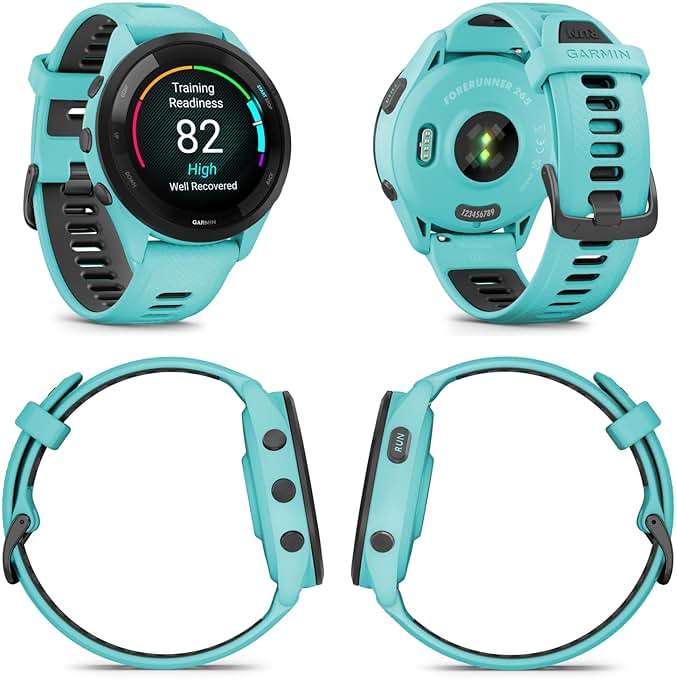 Wearable4U Garmin Forerunner 265 Music GPS Running 46 mm Smartwatch, Aqua with AMOLED 1.3 in Touchscreen Display Black Earbuds Bundle, Aqua +Blk EarBuds - Image 3