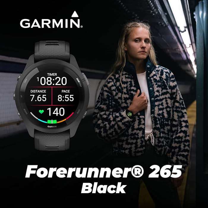 Wearable4U Garmin Forerunner 265 Music GPS Running 46 mm Smartwatch, Black with AMOLED 1.3 in Touchscreen Display Black Earbuds Bundle, Black +Blk EarBuds - Image 3