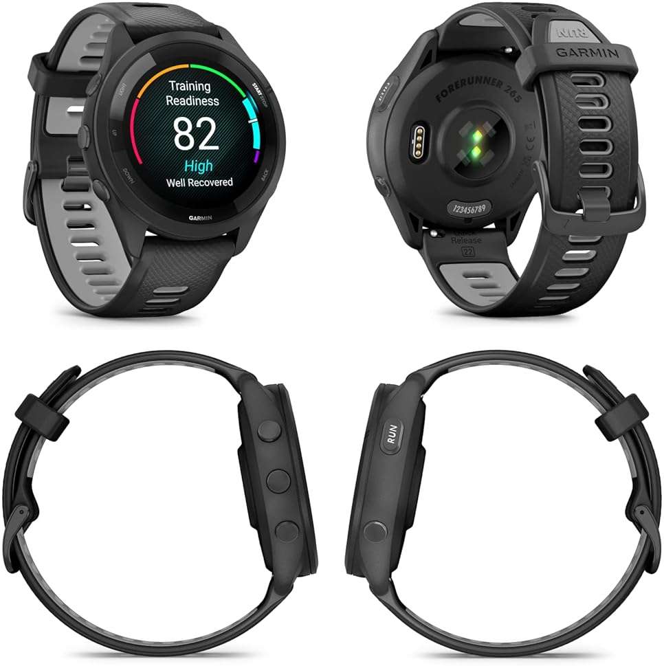 Wearable4U Garmin Forerunner 265 Music GPS Running 46 mm Smartwatch, Black with AMOLED 1.3 in Touchscreen Display White Earbuds Bundle, Black +Wht EarBuds - Image 2