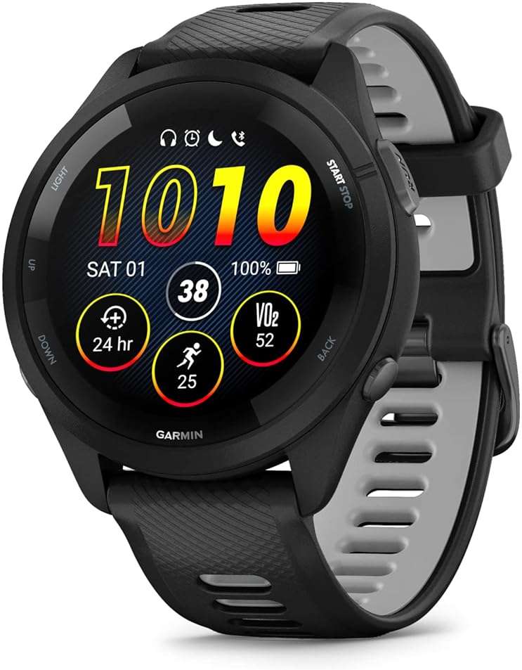 Wearable4U Garmin Forerunner 265 Music GPS Running 46 mm Smartwatch, Black with AMOLED 1.3 in Touchscreen Display White Earbuds Bundle, Black +Wht EarBuds - Image 5