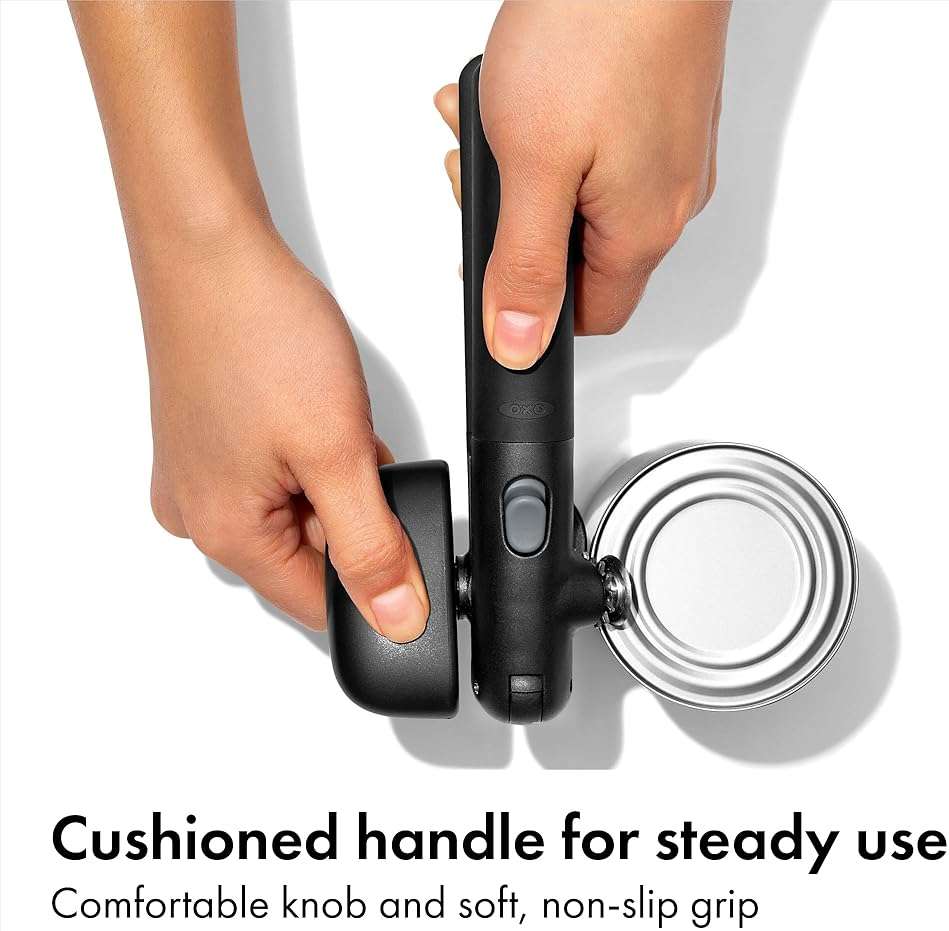 OXO Good Grips Lock & Go Can Opener, Manual Can Opener with Locking Arms and Easy-Release Button, Handheld Kitchen Gadget, Compact Kitchen Utensil for Everyday Use - Image 6