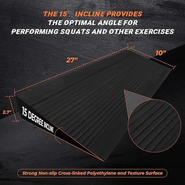 Actomall Squat Wedge Block - Large One-Piece Slant Board for Heel Elevated Squats, Knees Over Toes & Calf Stretches - Weightlifting & Recovery Training - Image 3