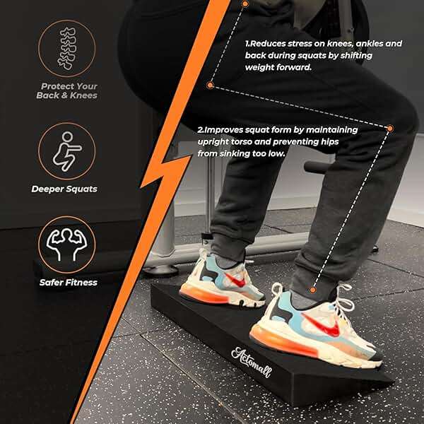 Actomall Squat Wedge Block - Large One-Piece Slant Board for Heel Elevated Squats, Knees Over Toes & Calf Stretches - Weightlifting & Recovery Training - Image 4