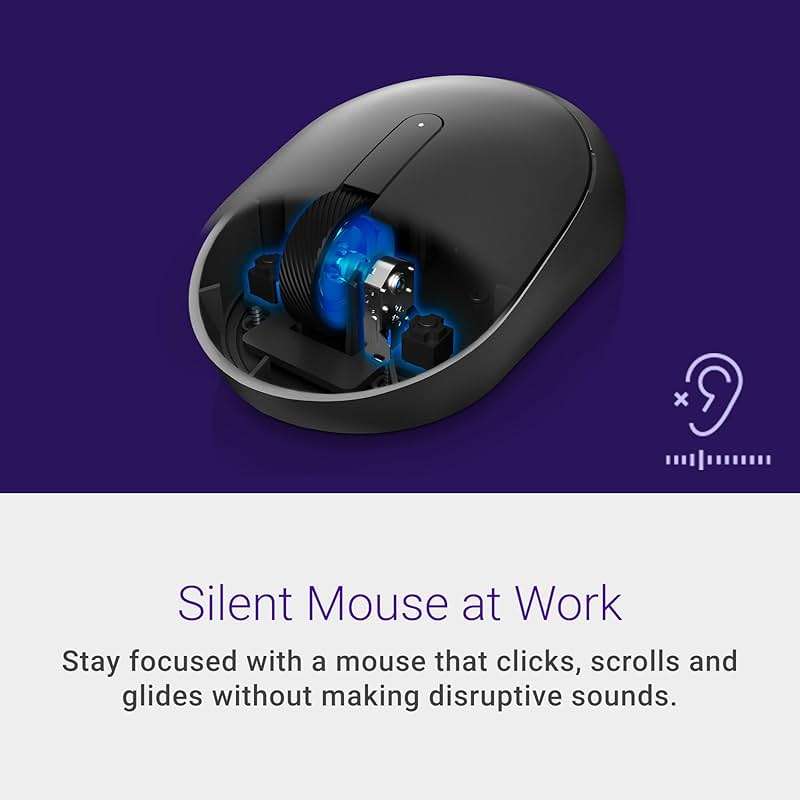 Dell MS355 Silent Mouse - Programmable Scroll Wheel, Secure Dual-Mode Connectivity, Adjustable DPI and Polling Rate Upto 250Hz, Ambidextrous, Low Battery LED Indicator, 3-Year Warranty - Black - Image 2