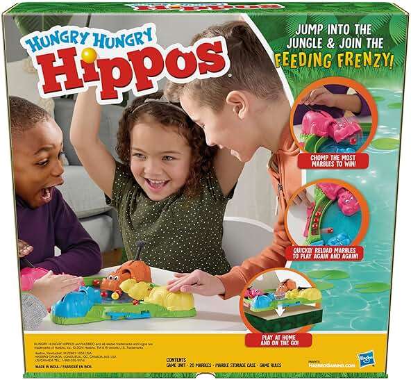 Hasbro Gaming Hungry Hungry Hippos Game for Preschoolers | Instant Marble Relaunch, Easy Set-Up & Storage| Ages 4 and Up | 2 to 4 Players | Kids Games - Image 3