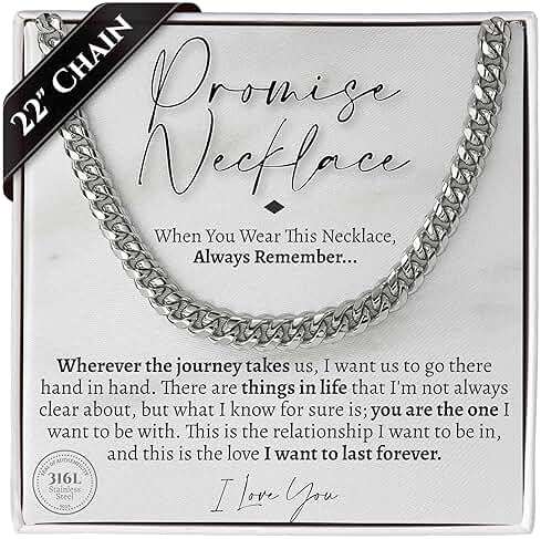 Love You This Much Promise Cuban Chain Necklace for Him, 7mm Thick, Sentimental Gift for Him, BF Gift for Birthday, Gift Ideas for Boyfriend - Image 1