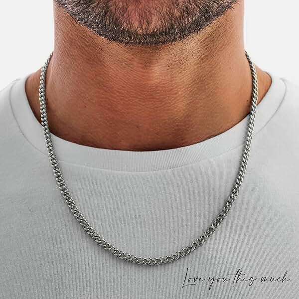 Love You This Much Promise Cuban Chain Necklace for Him, 7mm Thick, Sentimental Gift for Him, BF Gift for Birthday, Gift Ideas for Boyfriend - Image 2
