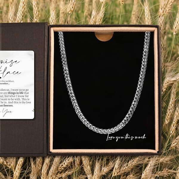 Love You This Much Promise Cuban Chain Necklace for Him, 7mm Thick, Sentimental Gift for Him, BF Gift for Birthday, Gift Ideas for Boyfriend - Image 3