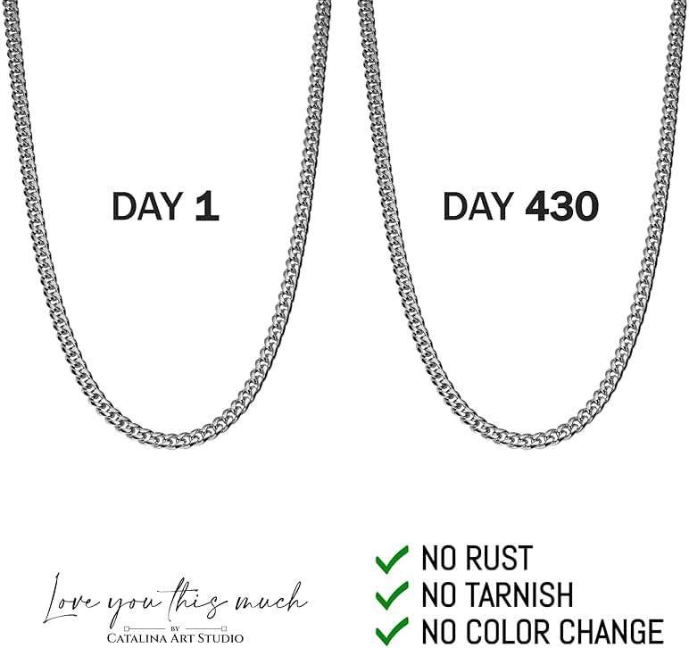 Love You This Much Promise Cuban Chain Necklace for Him, 7mm Thick, Sentimental Gift for Him, BF Gift for Birthday, Gift Ideas for Boyfriend - Image 4