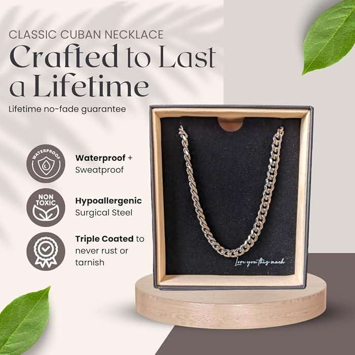 Love You This Much Promise Cuban Chain Necklace for Him, 7mm Thick, Sentimental Gift for Him, BF Gift for Birthday, Gift Ideas for Boyfriend - Image 5