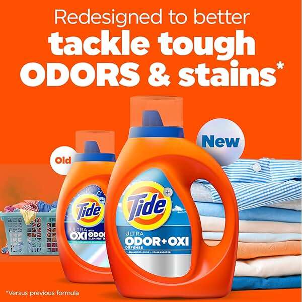 Tide Ultra Odor Defense Plus Oxi Liquid Laundry Detergent, 132 fl oz, 94 Loads, Advanced Odor and Stain Fighting Laundry Detergent Liquid - Image 2