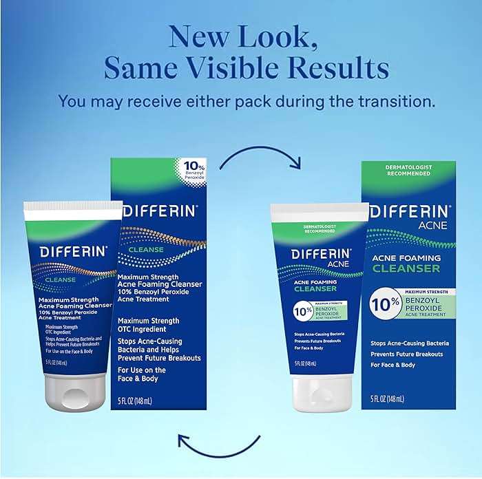 Differin Acne Face Wash with 10% Benzoyl Peroxide, Maximum Strength OTC Acne Foaming Cleanser, Fast Acting Acne Treatment for Face and Body, 5 oz. - Image 2