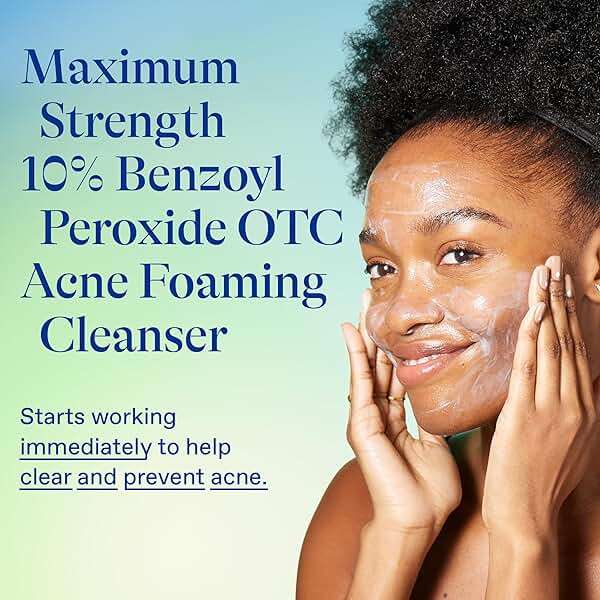 Differin Acne Face Wash with 10% Benzoyl Peroxide, Maximum Strength OTC Acne Foaming Cleanser, Fast Acting Acne Treatment for Face and Body, 5 oz. - Image 3
