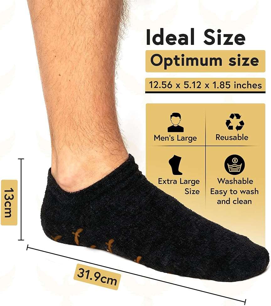 Phoenix Foot Peel Moisturizing Gel Socks for Men - Extra Large 2 Pairs - Silicone Heel Socks, Cracked Heel Treatment, Reusable Spa Socks with Shea Butter for Dry Skin & Foot Care - Image 3