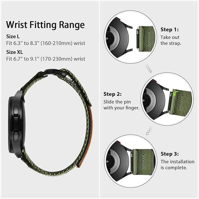 ULTIMAL 20mm Watch Band Compatible with Samsung Galaxy Watch 7 6 5 4 FE/6 4 Classic/5 Pro, Nylon Quick Release Strap Compatible with Garmin Vivoactive 6 5 3/Forerunner 645 55 245 165 (BLACK USA FLAG, L) - Image 4