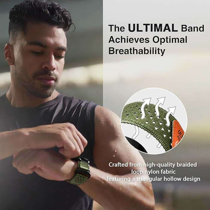 ULTIMAL 20mm Watch Band Compatible with Samsung Galaxy Watch 7 6 5 4 FE/6 4 Classic/5 Pro, Nylon Quick Release Strap Compatible with Garmin Vivoactive 6 5 3/Forerunner 645 55 245 165 (BLACK USA FLAG, L) - Image 5