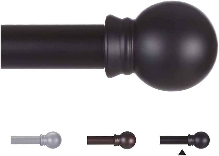 Thestoa Curtain Rods for Windows 48 to 84-92 inch, 5/8" Matte Black Curtain Rod, Stainless Steel Small Curtain Rods for Bedroom, Living Room,Kitchen,Farmhouse, Outdoor Curtain rod Black - Image 1