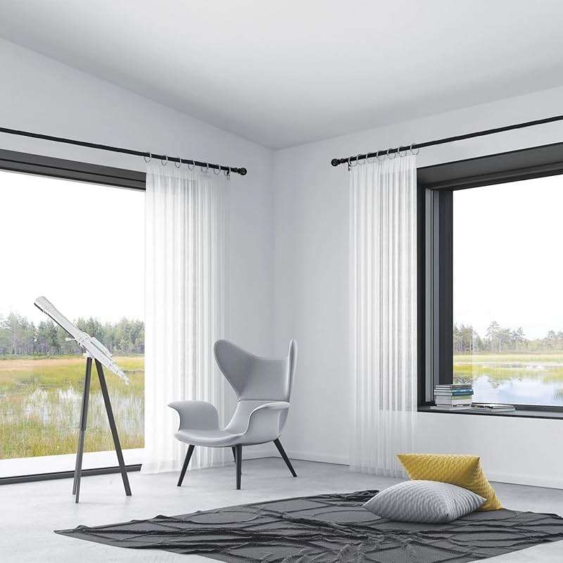 Thestoa Curtain Rods for Windows 48 to 84-92 inch, 5/8" Matte Black Curtain Rod, Stainless Steel Small Curtain Rods for Bedroom, Living Room,Kitchen,Farmhouse, Outdoor Curtain rod Black - Image 2