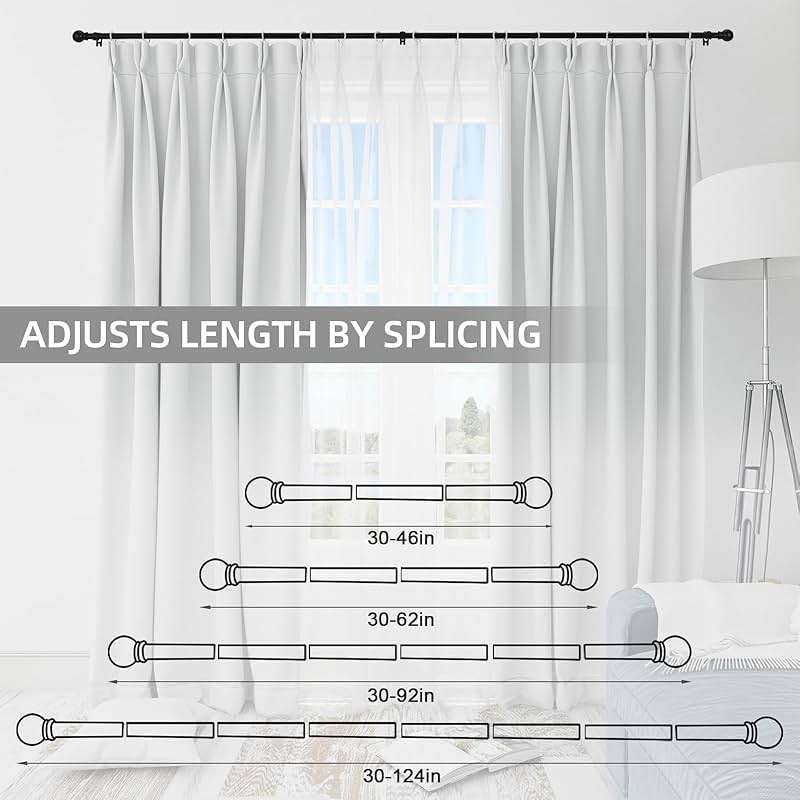 Thestoa Curtain Rods for Windows 48 to 84-92 inch, 5/8" Matte Black Curtain Rod, Stainless Steel Small Curtain Rods for Bedroom, Living Room,Kitchen,Farmhouse, Outdoor Curtain rod Black - Image 5